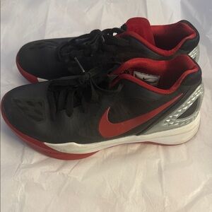 Nike Zoom Women’s Volleyball size 8 Black and Red Sneakers with Silver Accents